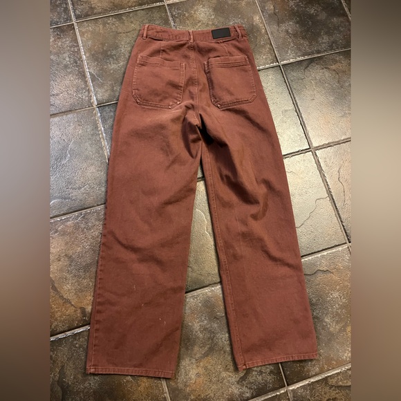 Twik by Simons Organic Cotton Wide‑Leg Brown Pants Y2K style Folk Fit Size 26 - Picture 2 of 9